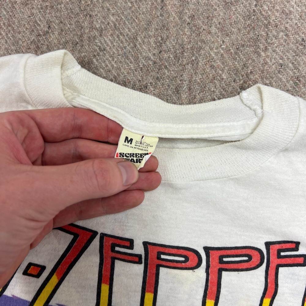 Vintage Led Zeppelin Shirt Mens Medium White 1980s Swan Song - Picture 6 of 10